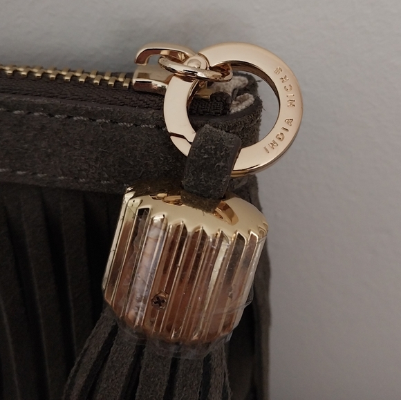 NWOT India Hicks Fringe Suede Clutch